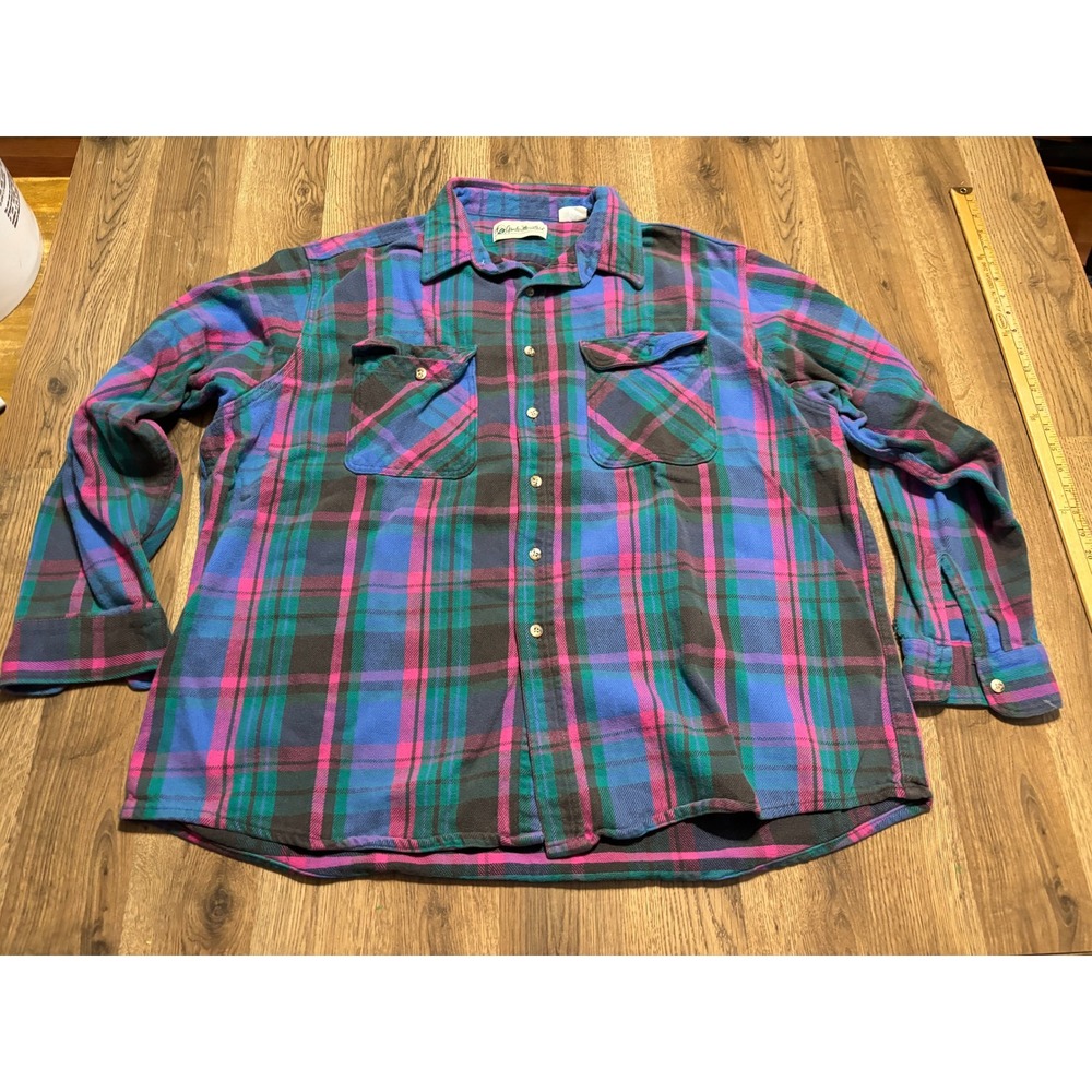 Vintage Gander Mountain Shirt Men Size 3XL Blue Flannel Button Plaid USA